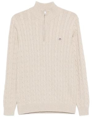 GANT Cable-Knit Quarter-Zip Jumper - White