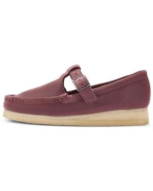 Clarks Wallabee T Bar Loafers - Purple