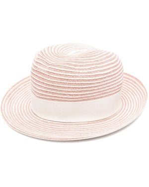 Eleventy Striped Ribbon Hat - Pink