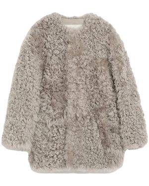 Ami Paris Shearling Short Coat - Grey