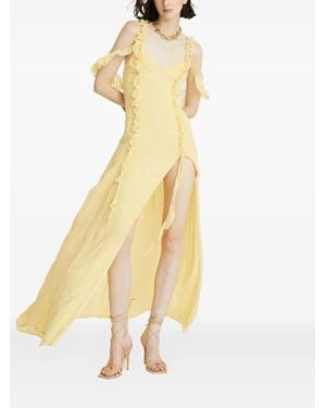 Celeste Ruffl-details v-neck maxi dress - Mettallic