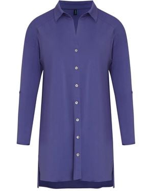 Lygia & Nanny Meline Button-Cuff Mini Shirt Dress - Blue