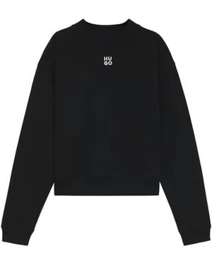 HUGO Logo-Embroidered Sweatshirt - Black