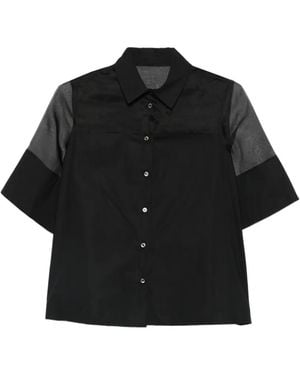 Whyci Sheer-Panel Shirt - Black