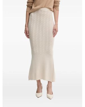 Twinset Cable-Knit Flared-Hem Midi Skirt - Natural