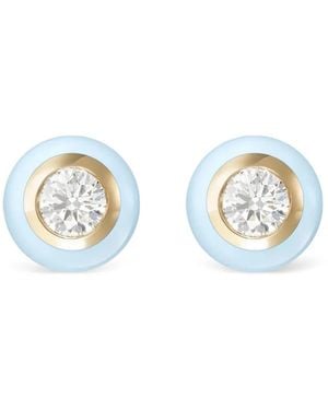 Melissa Kaye Diamond Enamel Earrings - White