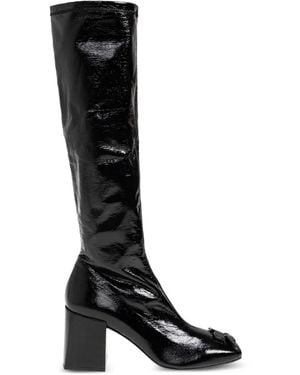 Courreges Reedition Patent Finish Knee-High Boots - Black