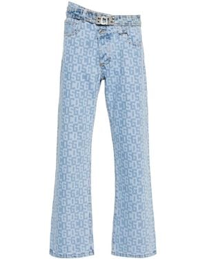 Gcds Logo-Print Jeans - Blue