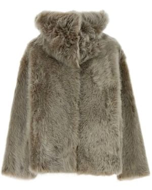 SANTORO High-Neck Fur Jacket - Green