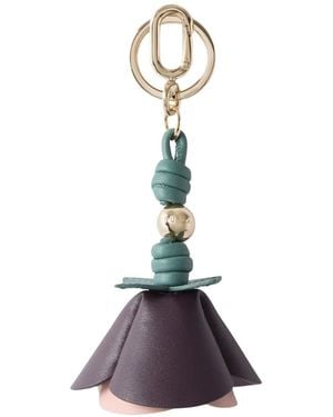 Furla Allegra Floral-Pendant Keyring - White
