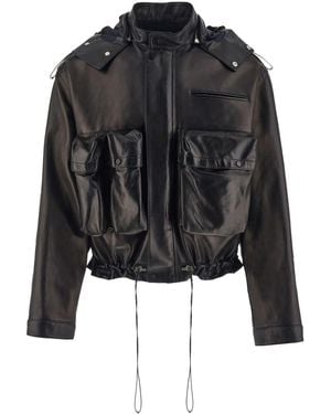 Ferragamo Napa Leather Bomber Jacket - Black