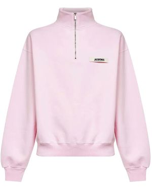 Jacquemus Sweater Met Rits En Opstaande Kraag - Roze