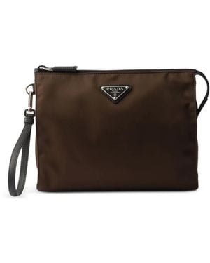 Prada Trousse Da Bagno Con Logo - Marrone