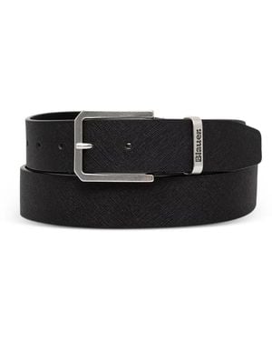 Blauer Ceinture À Effet Saffiano - Black