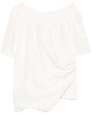 Kaos Draped Asymmetric-Hem Blouse - White