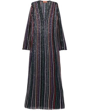 Missoni Abito Lungo Con Scollo A V - Viola