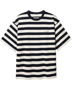 Woodbird Striped Beam T-Shirt - Blue