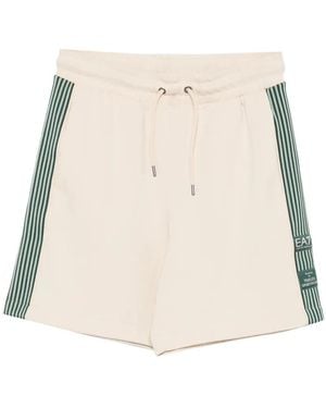 EA7 Striped-Trim Logo-Patch Shorts - Natural