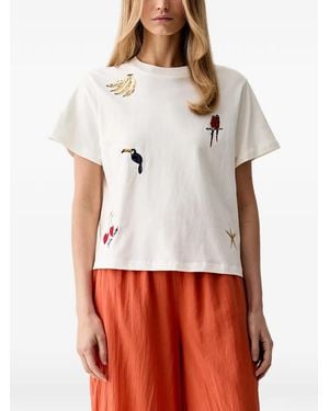 FARM Rio Camiseta Cool Day Bordada - Blanco
