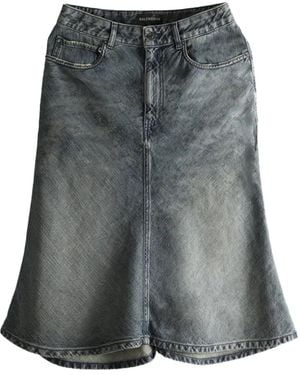 Balenciaga Denim Godét Midi Skirt - Grey