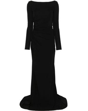 Elisabetta Franchi Abito Lungo Con Scollo A Scialle - Nero