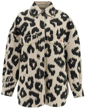 The Attico Chaqueta vaquera con estampado de leopardo - Negro