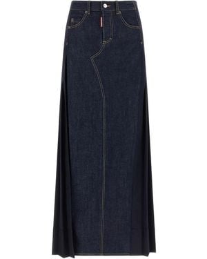 DSquared² Faltenrock mit Jeans-Einsatz - Blau