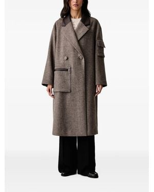 ARMANI EXCHANGE Doppelreihiger Mantel Mit Fischgrätenmuster - Braun