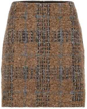 Brunello Cucinelli Minijupe En Tweed À Carreaux - Marron