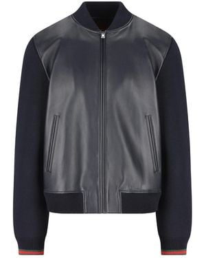 Gucci Leather Panelled Jacket - Black