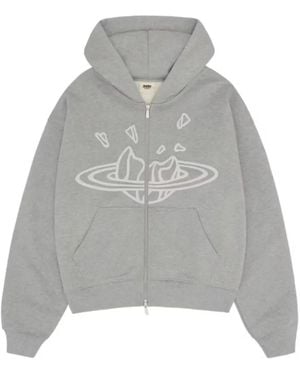 BROKEN PLANET Zip-Up Graphic Hoodie - Grey
