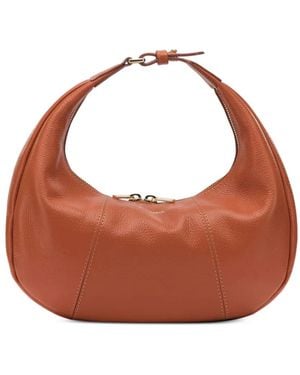 Le Tanneur Small Pebbled-Leather Curved Tote Bag - Brown