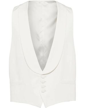 Brunello Cucinelli Shawl-Lapels Silk Waistcoat - White