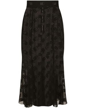 Dolce & Gabbana Dg-Logo Satin Midi Skirt - Black