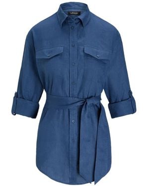 Ralph Lauren Belted Long-Sleeve Shirt - Blue