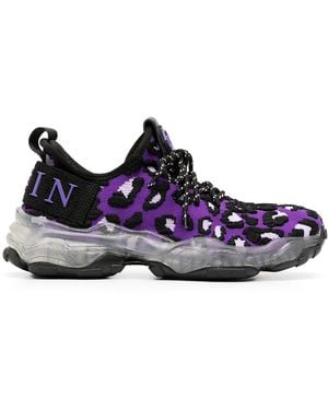 Philipp Plein Runner Leopard-Print Trainers - Purple