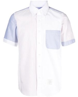Thom Browne Camicia A Maniche Corte Con Inserti - Bianco
