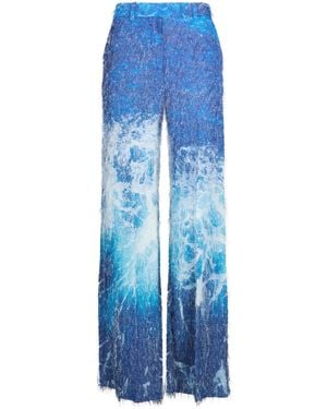 Roberto Cavalli Patterned-Jacquard Trousers - Blue