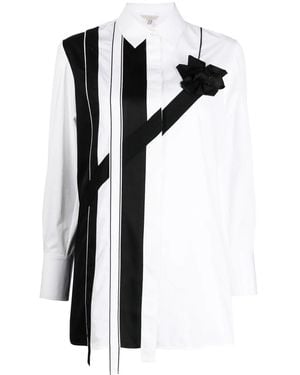 Shiatzy Chen Ribbon-Splicing Cotton Shirt - Black