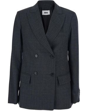 Grifoni Double-Breasted Checked Blazer - Black