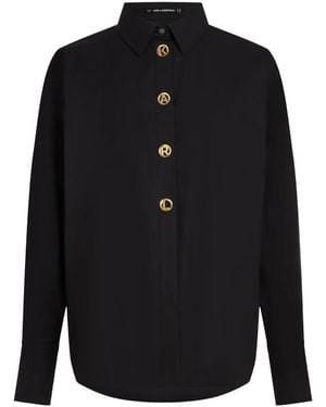 KARL LAGERFELD Karl-Letters-Buttons Shirt - Blue