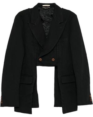 Comme des Garçons Blazer Corto Con Doble Capa - Negro
