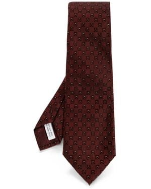Ferragamo Gancini Jacquard Silk Tie - Purple