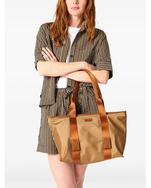 Lancel Large Zip Tote Bag - Brown