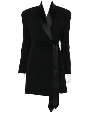 Imperial Satin-Trim Wrap Dress - Black