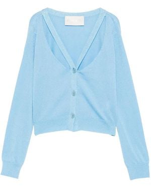 Circus Hotel Cut-Out Buttoned Cardigan - Blue