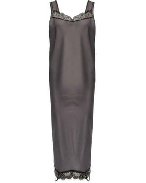 MM6 by Maison Margiela Lace Trim Midi Dress - Grey