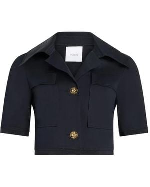 Patou Short-Sleeves Cropped Jacket - Blue