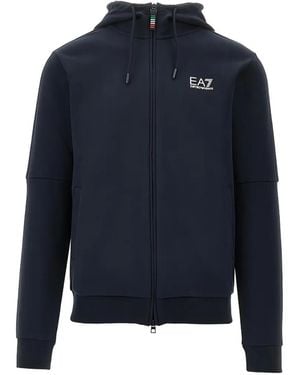 EA7 Sudadera Con Capucha Y Cremallera - Azul