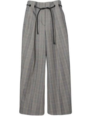3.1 Phillip Lim Plaid-Pattern Drawstring Trousers - Grey